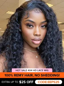 Essential Bouncy Curly Deep Wave Human Hair Wigs Glueless Lace Front Wigs #878439