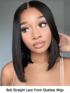 Essential Realistic Straight Bob Lace Front Human Hair Wigs #827492