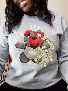 LW Money Teddy Bear Crown Print Sweatshirt #1244816