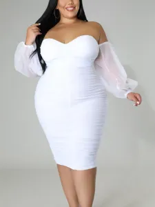 LW Plus Size Off The Shoulder Ruched Bodycon Dress 3X #1027598