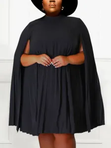 LW Plus Size Split Sleeve Pleated A Line Prom Dress #100871