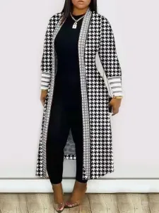 LW Plus Size Houndstooth Loose Coat 0X