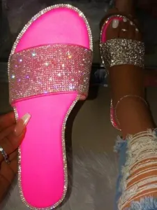 LW Casual Sequined Pink Slides #766655