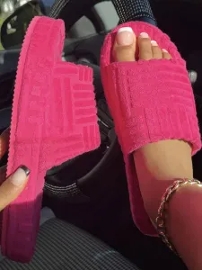 LW Open Toe Plush Slippers #997894