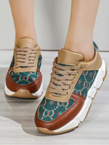 LW Round Toe Patchwork Sneakers