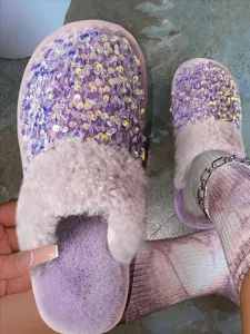 LW Sequined Plush Slippers #1190468