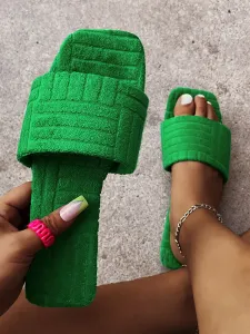 LW Square Toe Plush Slippers