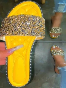 LW Street Sequined Yellow Slides #766923