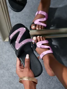 LW Sweet Sequined Pink Slides #893715