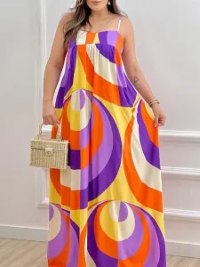 LW BASICS Plus Size Mixed Print Cami Loose Dress XL