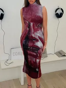 LW Figure Print Tie Dye Bodycon Dress