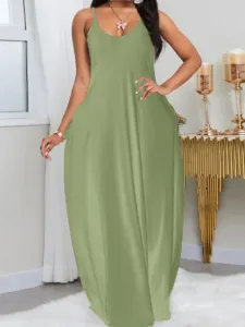 LW Leisure Pocket Patched Light Green Maxi Dress #770100