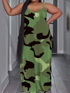 LW Plus Size Camo Print Cami Loose Dress 4X