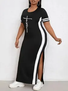 LW Plus Size Faith Letter Print Striped Bodycon Dress 2X