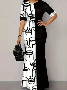 LW Plus Size Figure Print Bodycon Maxi Dress 1X