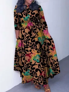 LW Plus Size Floral Print Pocket Design A Line Dress 1X