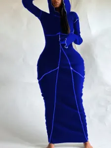 LW Plus Size Hooded Collar Line Stitching Bodycon Dress 4X