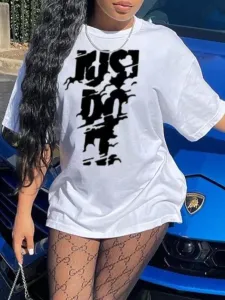 LW Plus Size Just Do It Letter Print T-shirt Dress XXXXL