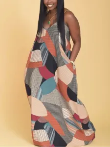 LW Plus Size Mixed Print Cami Loose Dress 1X