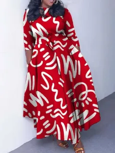 LW Plus Size Pattern Graffiti Printed Regular Dress 2X