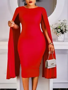 LW Plus Size Split Sleeve Pleated Bodycon Dress 0X