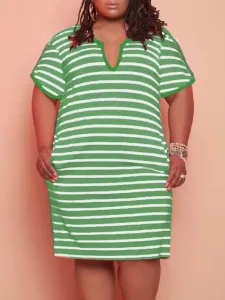 LW Plus Size V Neck Striped Pocket Design Dress 2X #1287593