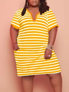 LW Plus Size V Neck Striped Pocket Design Dress 1X #1273943