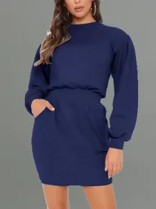 LW Round Neck Pocket Design Dress #1255420