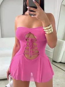 LW SXY Off The Shoulder Bandage Design Cut Out Bodycon Dress