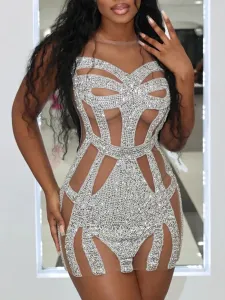 LW SXY Sequined Cut Out Bodycon Prom Dress #991511