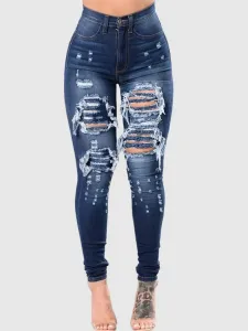 LW High Stretchy Raw Edge Ripped Jeans #645892
