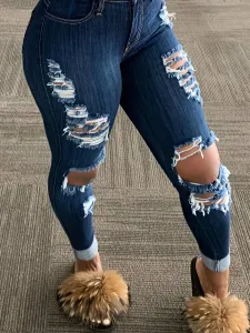 LW High Waist High Stretchy Ripped Jeans #86055