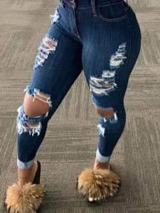 LW High Waist High Stretchy Ripped Jeans #86461