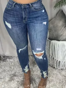 LW High-waisted High Stretchy Ripped Jeans #1026593