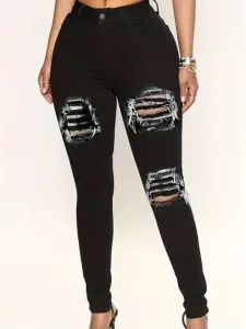 LW Ripped Solid Skinny High Stretchy Jeans #1267563