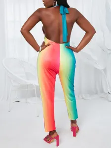 LW Sweet Backless Gradient Multicolor One-piece Jumpsuit #87805