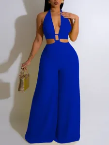 LW SXY Backless Ring Decor Wide Leg Jumpsuit #1230884