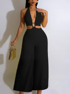 LW SXY Backless Ring Decor Wide Leg Jumpsuit #817744