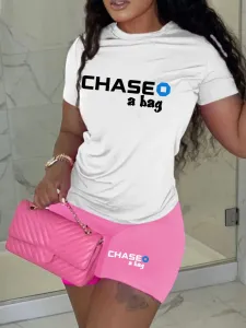 LW Chase A Bag Letter Print Shorts Set #946288