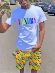 LW Men Luxury Letter Print Shorts Set #813682
