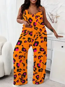 LW Plus Size Cami Leopard Print Loose Pants Set 2X