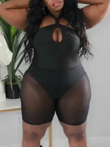 LW SXY Plus Size Backless See Through Shorts Set 1X