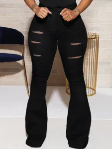 LW High-waisted Ripped Flared Pants #759767