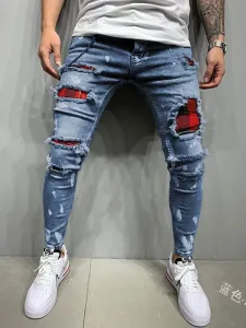 LW Men Ripped Patch Skinny Jeans #794602