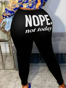 LW Plus Size Nope Not Today Letter Print Leggings 5X