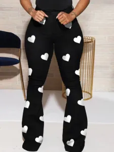 LW Trendy Heart Print Black Pants #1010339