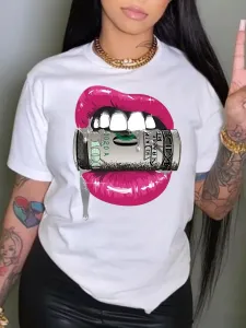 LW BASICS Lip Money Print T-shirt #777375
