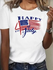 LW BASICS Plus Size American Flag Letter Print T-shirt 1X