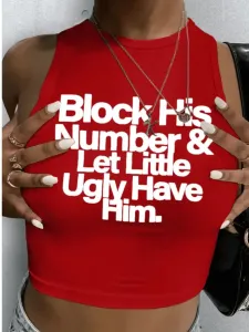LW Block His Number Letter Print Camisole #884064