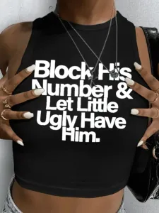 LW Block His Number Letter Print Camisole #918636